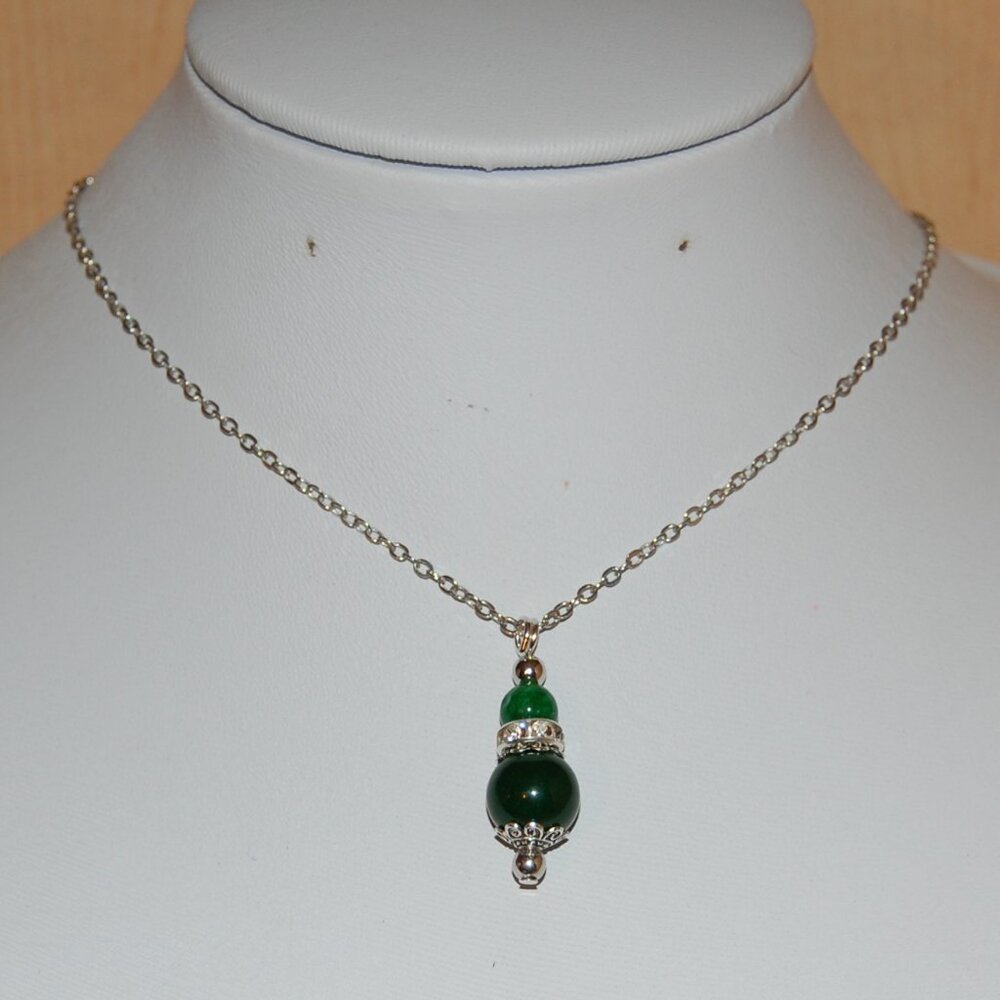 Jade Necklace,Green Jade Beads Pendant Necklace,Jade Charm Necklace